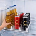 Self-Pushing Beverage Organizer for Fridge – Adjustable Spring Loaded Drink Dispenser & Soda Can Organizer – Clear Glide Rack Fits Cans, Bottles, Slim & Standard Sizes for Kitchen Pantry (3Rows) by Canyave