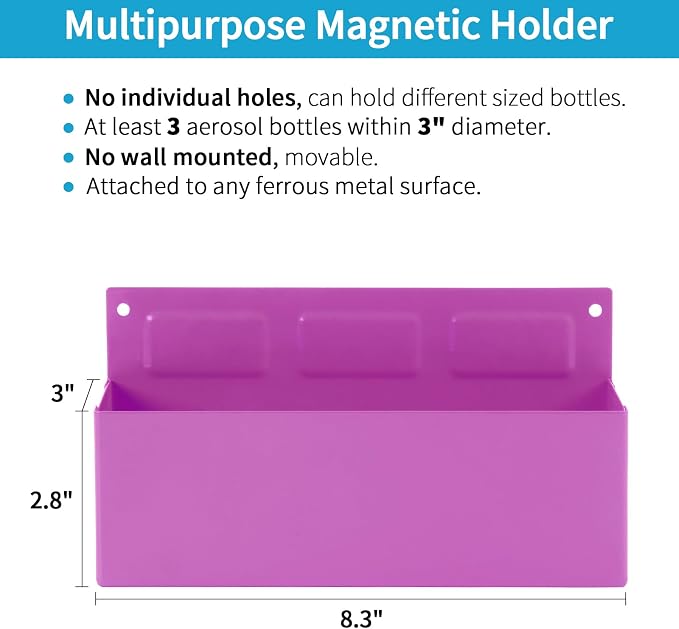 Magnetic Aerosol Spray Can Holder, Magnet Toolbox Bottle Holder, Tool Box Storage Rack for Garage and Home, Craft Workspace, Mechanic Paint Bottle Can Organizer, Pink, 3"x8.3" - Image 2
