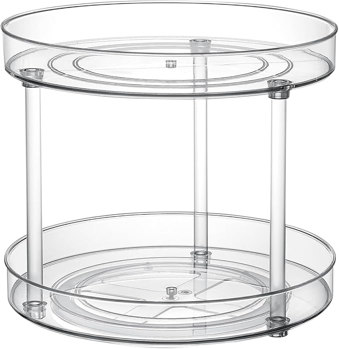 Clear Lazy Susan Turntable Organizer, Rotating Spice Rack Kitchen Pantry Organization and Storage, Medicine Cabinet Organizer, Cosmetic Makeup Organizer for Vanity, Perfume, Bathroom, Refrigerator by ShelfShaper