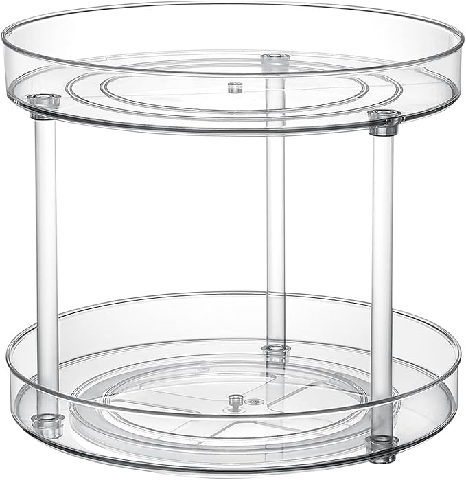 Clear Lazy Susan Organizer, Rotating Kitchen Pantry Organization and Storage, Medicine Cabinet Organizer, Lazy Susan Turntable Organizer for Cabinets, Bathroom, Refrigerator, Dresser, Spice Organizer by ShelfShaper