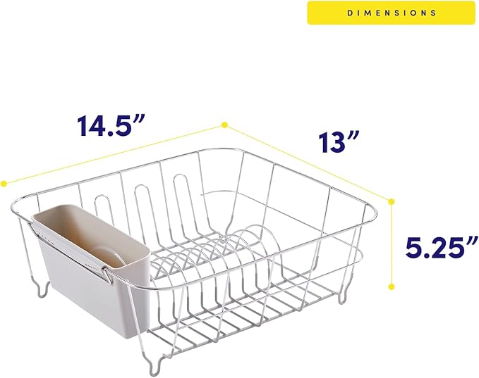 Dish Drying Rack & Cutlery Holder 2 Piece Set - Compact Sink-Fitting Dish Drainer with Rubberized Undercoating, Space-Saving Kitchen Organizer for Plates, Cups, Bowls & Utensils in Sink, Silver - Image 4