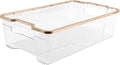 SIMPLEMADE Clear Refrigerator Organizer Bins - Clear Bins for Fridge, Containers for Fridge and Freezer, Multipurpose Storage for Kitchen, Office, Bathroom, Gold Rim (8.5" x 14.6") by simplemade