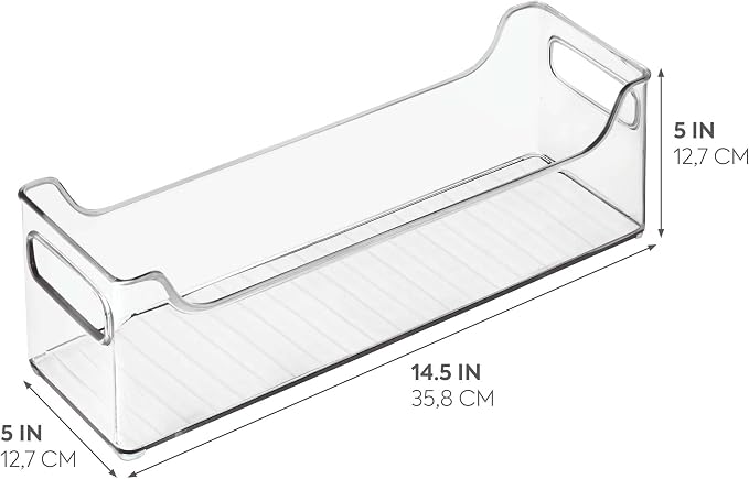 InterDesign iDesign Stackable Plastic Pantry Bin with Handles for Cabinets or Fridge, Set of 2, Clear, Made in USA (Pack of 2) - Image 8