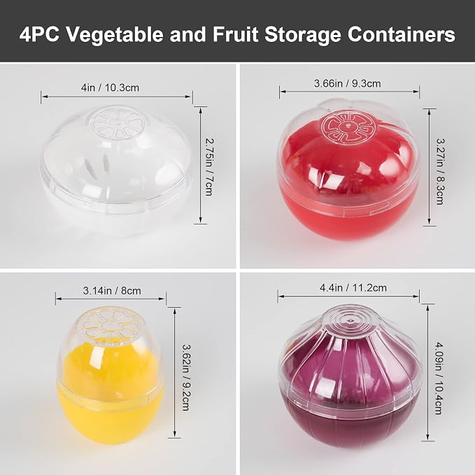 Vegetable and Fruit Storage Containers for Fridge, BPA Free Fresh reusable Food Savers, Onion Storage Container 、Garlic Saver、Tomato Saver and Lemon Keeper，Refrigerator Vegetable Crisper (Circular) - Image 2