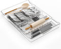 Large Expandable Silverware Organizer - Adjustable From 11'' to 21.3'' - Spatula,Gadget,Knife,Cutlery,Spoons and Forks Organizer,Clear Flatware,Silverware Tray,Utensil Organizer for Kitchen Drawers by Yieach