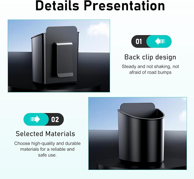 2PCS Car Door Cup Holder, Shock-resistant Wobble-free Backseat Cup Organizer, Multifunctional Clip On Beverage Holder, Universal for Most Vehicles (Black) - Image 3