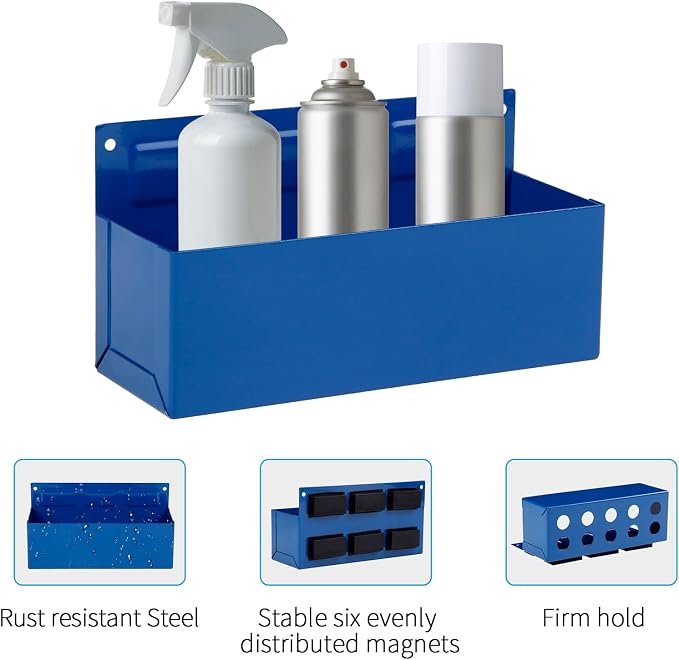 Magnetic Aerosol Spray Can Holder, Magnet Toolbox Bottle Holder, Tool Box Storage Rack for Garage and Home, Craft Workspace, Mechanic Paint Bottle Can Organizer, Blue, 3"x8.3" - Image 3
