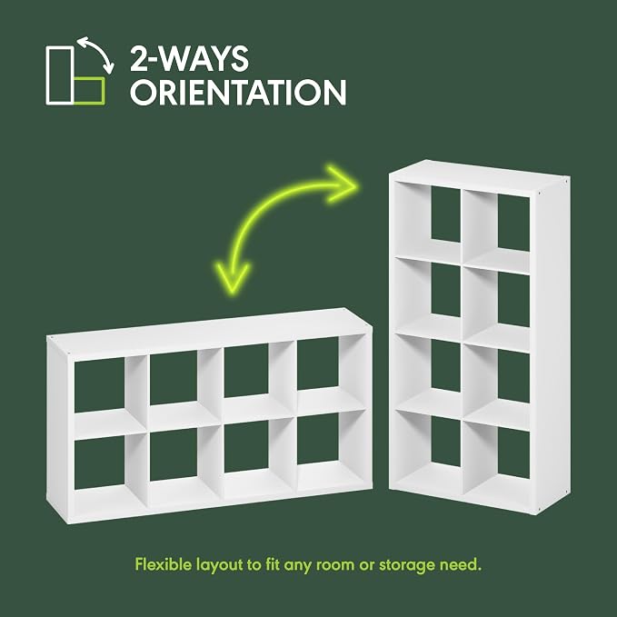 Furinno Simple 8-Cube Storage Organizer, Extra Thick Frame, Pale Grey | Vertical/Horizontal, Open Back, Display Shelf, Shelving Unit, Storage Shelves, for Organization, Living Room, Home Office - Image 5