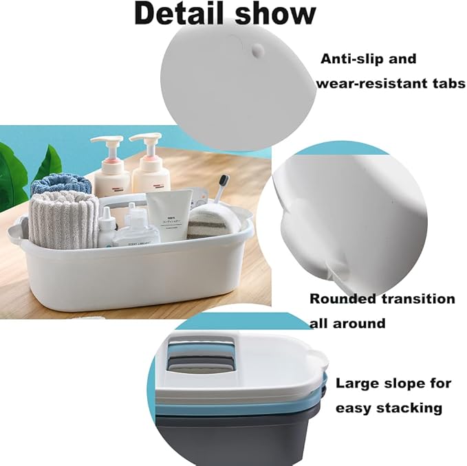 Large Plastic Cleaning Supply Caddy with Handle, Portable Cleaning Tool Storage Tote for Dorm, Bath, Pantry (Dark Grey) - Image 3