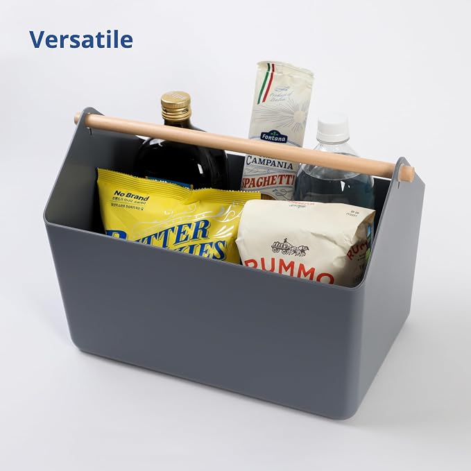BLUE GINKGO Storage Basket, Large 10.5L, Grey, Made in Korea | Portable. Spacious Storage Bin. Everyday Organization. - Image 3