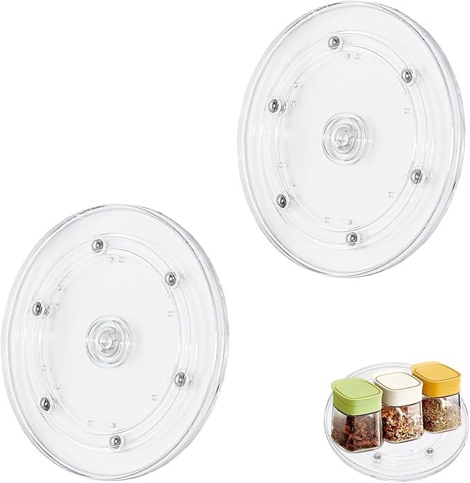 2PCS 6 inch Clear Small Lazy Susan Turntable Mini Lazy Susan Acrylic Ball Bearing Rotating Tray for Spice Rack Table Cake Kitchen Pantry by Unknown