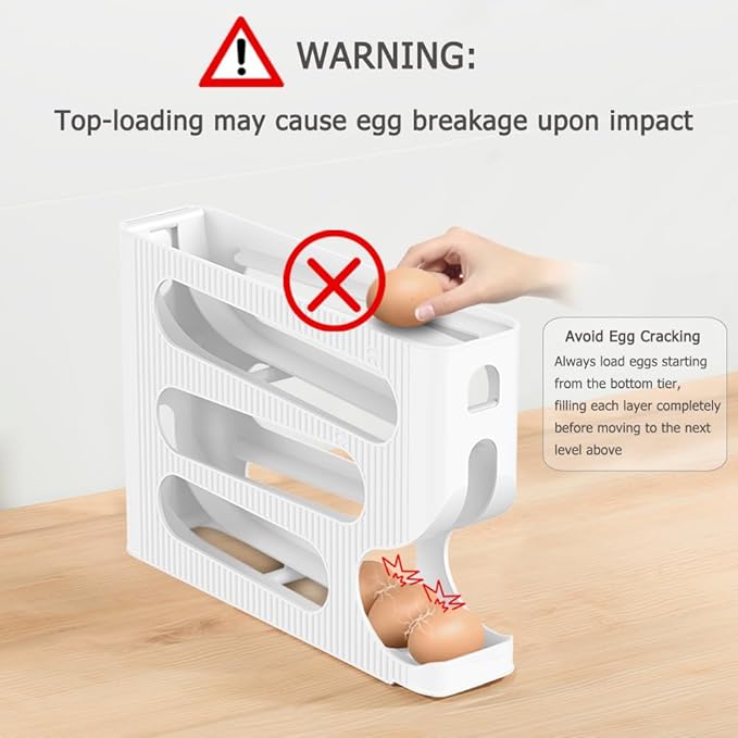 FIFO Egg Holder for Fridge, Egg Organizer for 56 Large Size Eggs | 2-Pack Auto Rolling Egg Dispenser for Refrigerator, Space-Saving Egg Roller/Container/Storage for Kitchen Countertop - Image 4