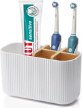 GFWARE White Toothbrush Holder, 5 Slots Bathroom Storage Organizer | Bamboo Toothbrush Holder, Kids Electric Toothbrush Holder and Toothpaste Storage for Bathroom Sink Organizer by GFWARE