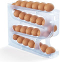 FIFO Egg Holder for Fridge, Egg Organizer for 28 Large Size Eggs | 1-Pack Auto Rolling Egg Dispenser for Refrigerator, Space-Saving Egg Roller/Container/Storage(Frosted Clear) by Sotfamily