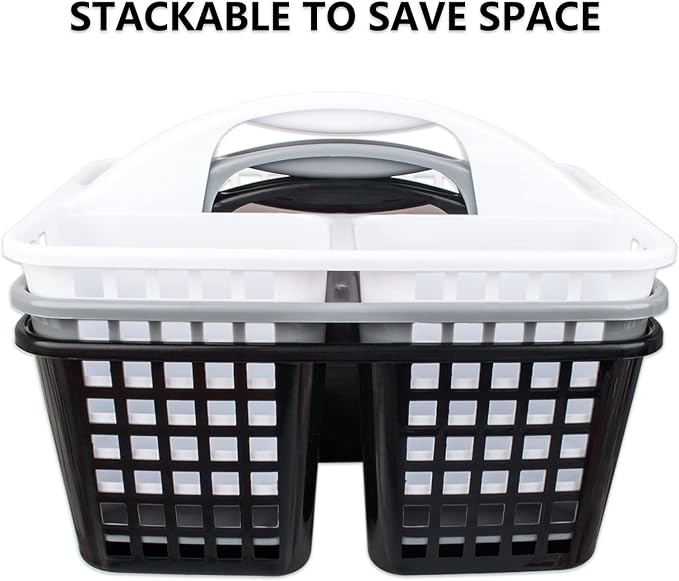 Portable Shower Caddy Basket Plastic Storage Basket with Compartments Grey | Sturdy Large Capacity Cleaning Supplies Organizer Divided Tool Bin for Bathroom Kitchen Bedroom College Dorm Essentials - Image 8