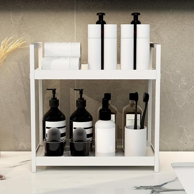 Bathroom Counter Organizer, 2 Tier White Counter Shelf | Bathroom Organizers and Storage Countertop, for Vanity Tables, Dresser, Makeup - Image 3