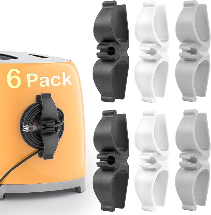 Daisyhome Cord Organizer for Kitchen Appliances-6PCS, Adhesive Cord Holder | Appliance Cord Organizer stick on, Small Kitchen Appliances Cord keeper, Cord Winder for Pressure Cooker, Stand Mixer by Daisyhome