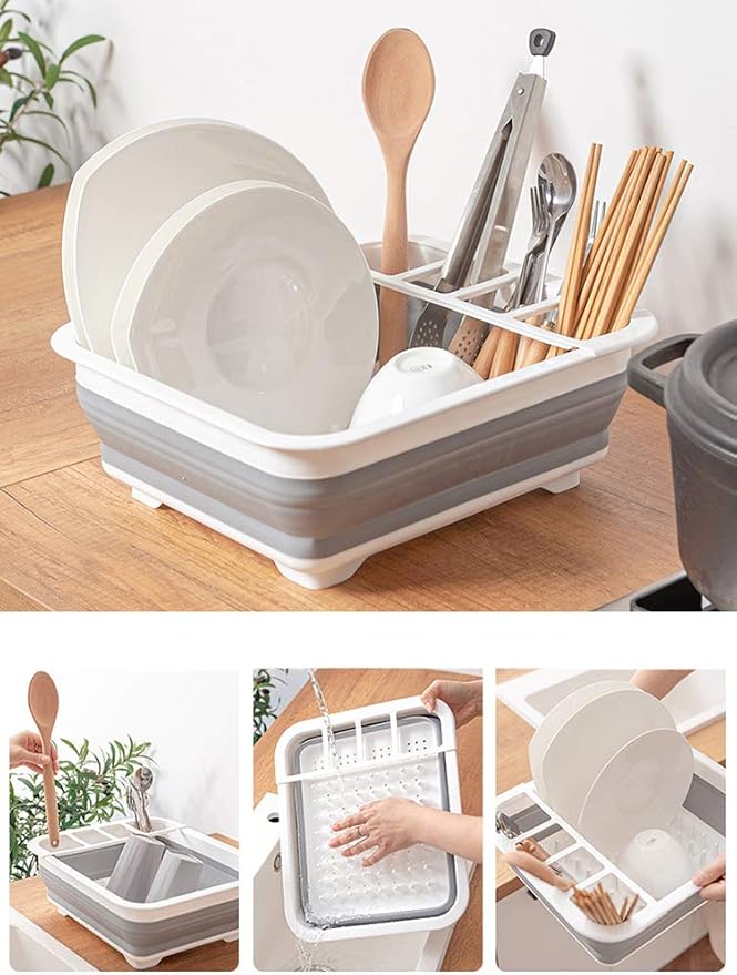 Collapsible Dish Drying Rack Portable Dish Drainer Dinnerware Organizer for Kitchen RV Campers Storage - Image 4