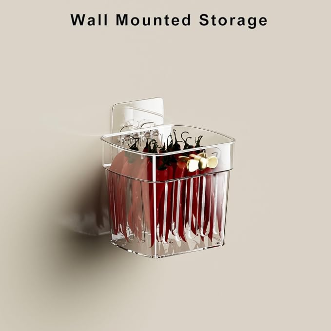 4 Pack Adhesive Cabinet Door Organizer, Compact Pantry Organizers and Storage Bins, Clear Bathroom Storage Organizer Shelf for Narrow Space, Wall Mounted Shower Caddy Hanging Sink Caddy - Image 8