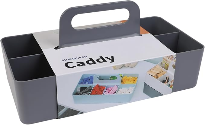 BLUE GINKGO Stackable Organizer Caddy, Long, Grey, Made in Korea | Portable. Adjustable. Home, Office & School Storage. by BLUEGINKGO