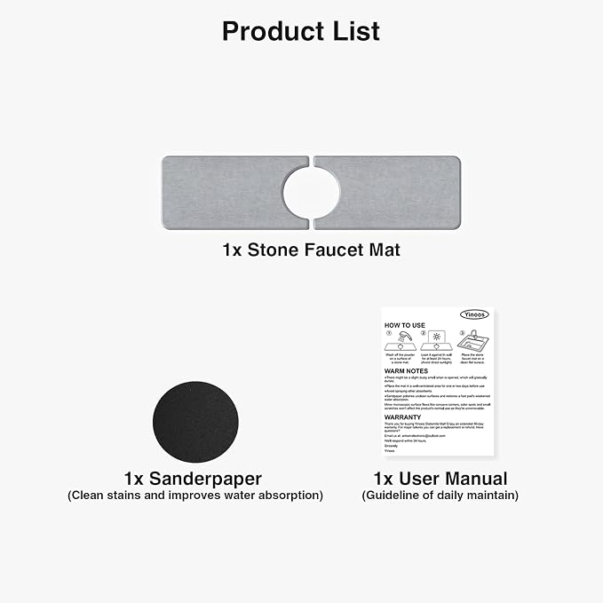 Premium Stone Faucet Mat for Kitchen Sink, 15.8" x 4" Light Gray | Quick Drying & Water Absorbent, Sink Splash Guard Tray for Prevents Moisture Buildup - Image 7