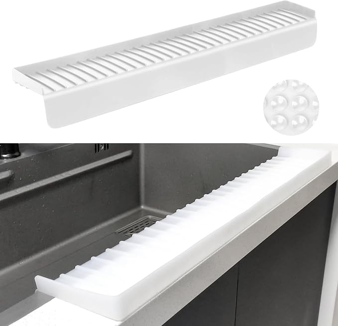 Silicone Sink Edge Protectors - Multifunction Accessories, Splash Guard & Draining Mat for Kitchen, Bathroom Sink, Steel, Granite, Quartz Countertops (Transparent, 4 * 30in) by Unknown