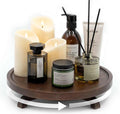 12" Solid Wood Lazy Susan Turntable Organizer for Cabinet, Pantry, Kitchen Countertop - Farmhouse Style with Raised Feet & Water-Resistant Coating, Rustic Bathroom Vanity Tray and Dining Table Decor by Unknown