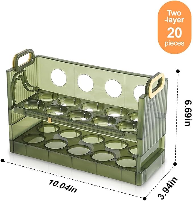 Koja 20-Egg Flip-Up Fridge Organizer - 2-Layer BPA-Free Storage Container - Image 7