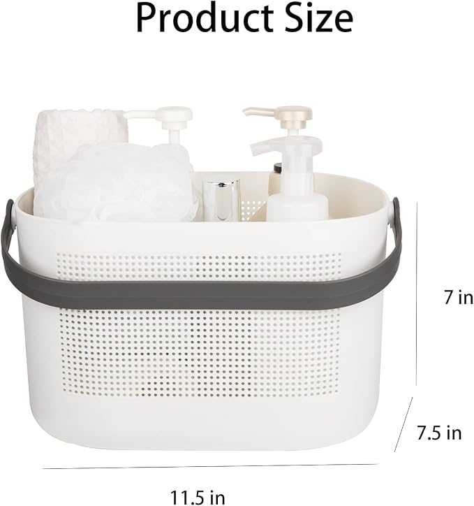 Plastic Portable Shower Caddy Basket, Storage Organizer, Grey, 2 Pack | Bottom Drain Holes, Keep Dry, Sturdy and Durable, Easy to Carry for Bathroom, Kitchen, Dorm Room, RV, College - Image 4