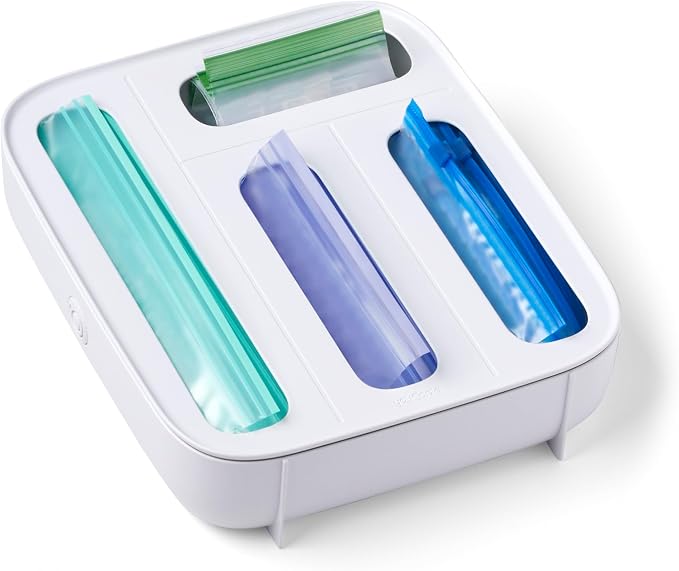 YouCopia StoraBag Drawer Food Bags Dispenser, 4-Slot, Plastic Sandwich Bag Organizer for Kitchen Storage, White by YouCopia