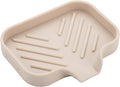 MicoYang Silicone Soap Dish with Drain Spout, Self-Draining Sink Organizer Tray for Bathroom and Kitchen, Sponges, Dispensers and Soap Holder, Non-Slip & Dishwasher Safe, Tapioca (Compact, 4.9"×3.2") by MicoYang
