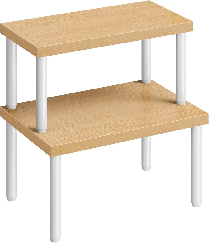 HOOBRO Cabinet Organizer Shelf, kitchen countertop organizer, Kitchen Storage, Spice Rack for cabinet, Stackable, Expandable, for Countertop,kitchen,cabinet, White and Natural WN15TL01 by HOOBRO