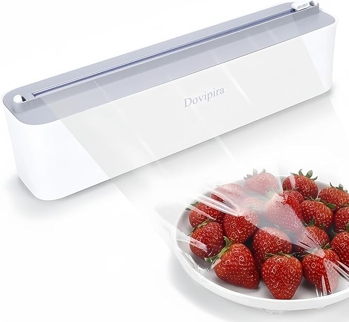 Large Magnetic Plastic Wrap and Foil Dispenser with Cutter | Magnetic & Adhesive Mounting, Fits for Max 12.8In x 984Ft of Plastic Wrap, 12.8In x 328Ft of Foil & Parchment Paper by Dovipira