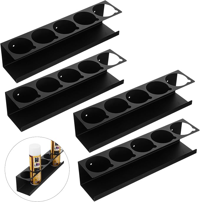 4-Pack 5 Holes Spray Can Holder Bottle Organizer Wall-Mounted Spray Paint Can Rack Organizer for Garage, Workshop & Home - Image 2