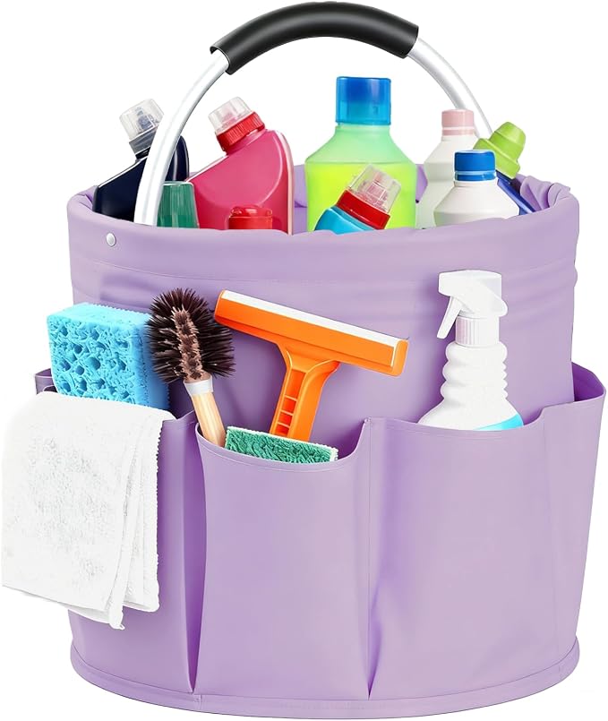 Cleaning Caddy with Handle, for Cleaning Supplies Organizer Bucket | Foldable Storage Tote with 6 Pockets,17L Large Capacity Basket for Household Organizer,Laundry Room,Bathroom & Home by Unknown