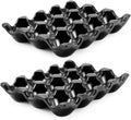 Flexzion 12 Cups Ceramic Egg Holder for Fridge - Dozen Ceramic Egg Tray Porcelain Container Storage Organizer Decorative Serving Stand Serveware for Refrigerator Countertop Display (Black, 2 Pack) by Flexzion