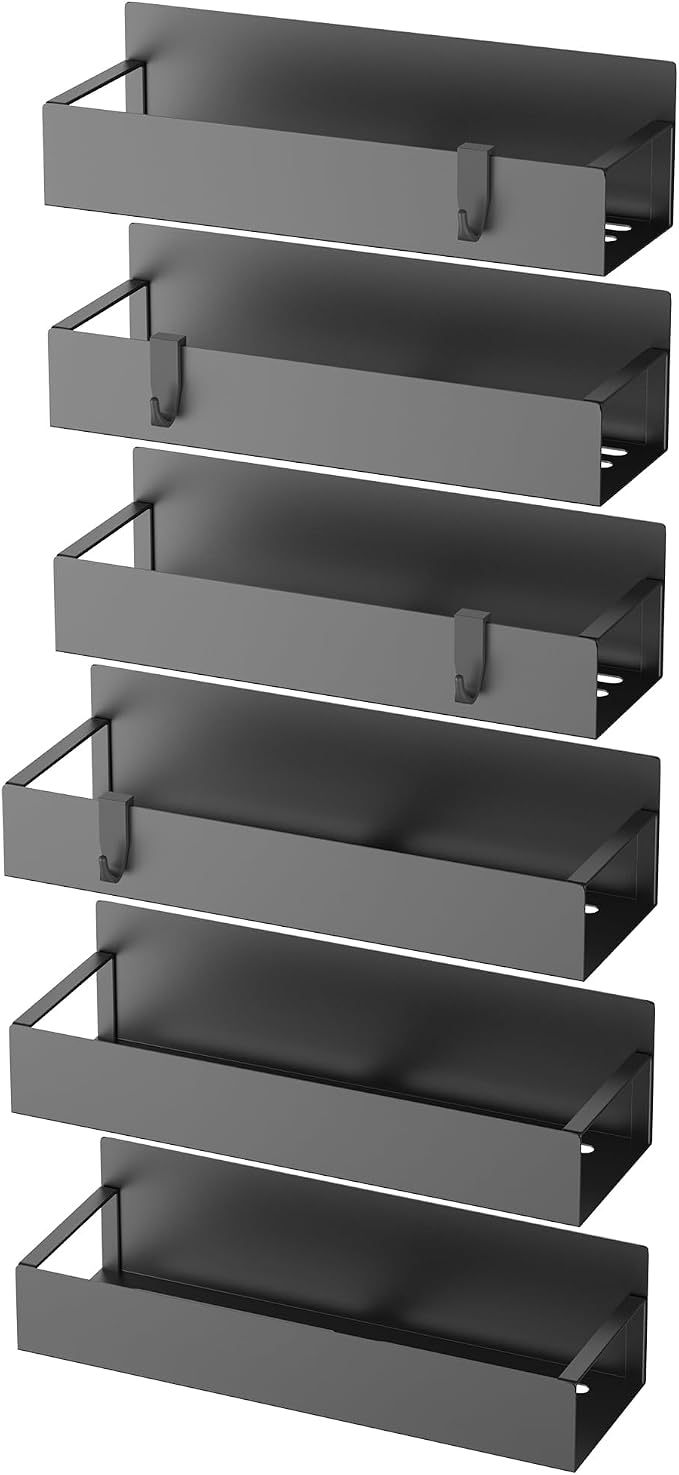 Metal Magnetic Spice Rack for Refrigerator Matt Black, 6 Pack | Magnetic Shelves Heavy Duty for Fridge in Kitchen, Seasoning Storage Organizer, For Oven Washer and Dryer, For Heavier Items - Image 6