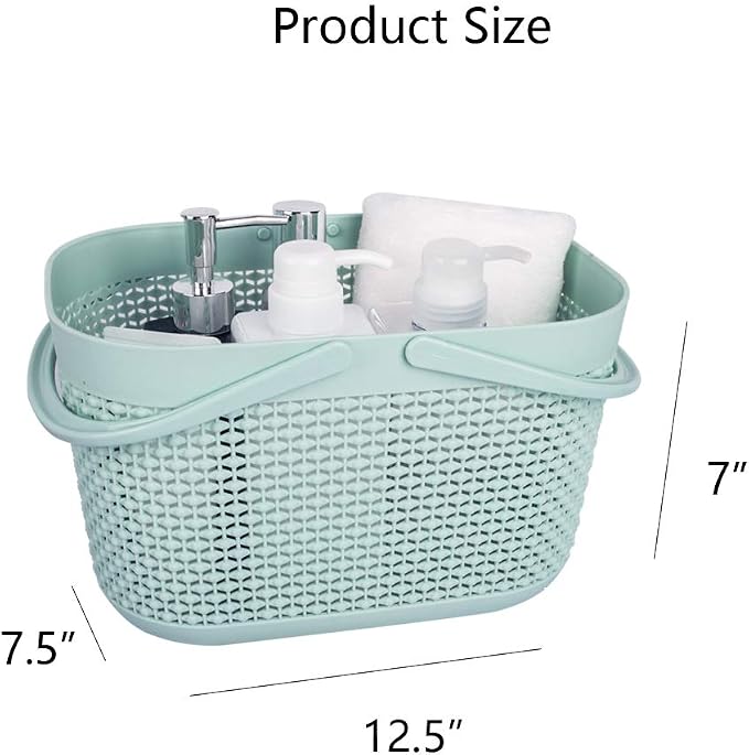 Plastic Portable Shower Caddy Basket, Storage Organizer with Handle, Blue | Bottom Drain Holes, Keep Dry, Sturdy and Durable, Easy to Carry for Bathroom, Kitchen, Dorm Room, RV, College - Image 5