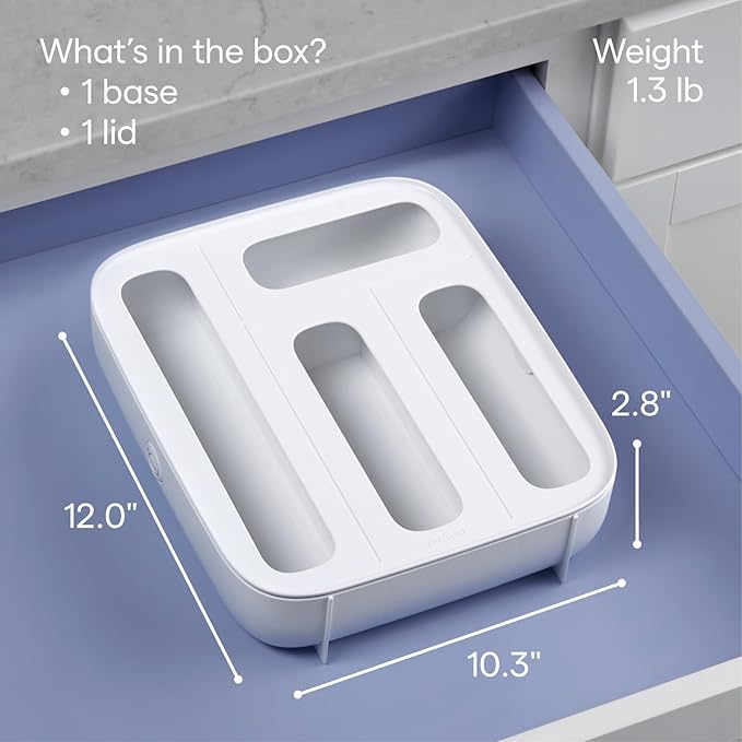 YouCopia StoraBag Drawer Food Bags Dispenser, 4-Slot, Plastic Sandwich Bag Organizer for Kitchen Storage, White (Pack of 6) - Image 4