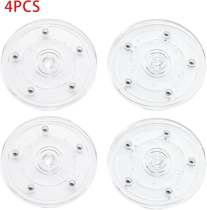 4Pcs Clear Acrylic Lazy Susan 5 Inch Turntable Organizer Bearings | Mini Lazy Susan, Small Lazy Susan Turntable, 360° Rotating Swivel Plate for Spice Rack, Cosmetic, Cake, Pantry, DIY Display - Image 3