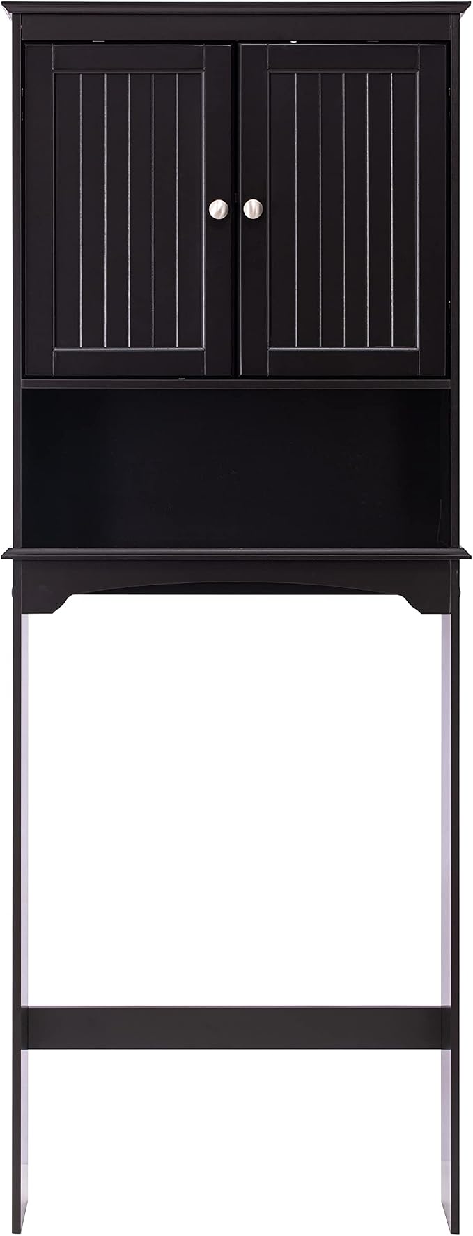 Spirich Over Toilet Storage Cabinet with Doors, Espresso Bathroom Organizer | FSC-Certified MDF, Raised Panel Doors, Adjustable & Open Shelves, Anti-Tip Mount, Fits Behind & Above Standard Toilets - Image 7
