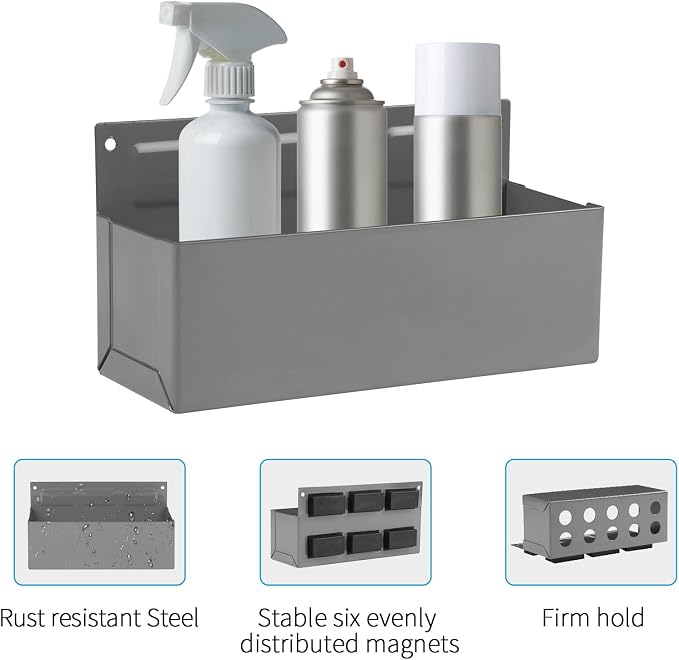 Magnetic Aerosol Spray Can Holder, Magnet Toolbox Bottle Holder, Tool Box Storage Rack for Garage and Home, Craft Workspace, Mechanic Paint Bottle Can Organizer, Silver, 3"x8.3" - Image 3