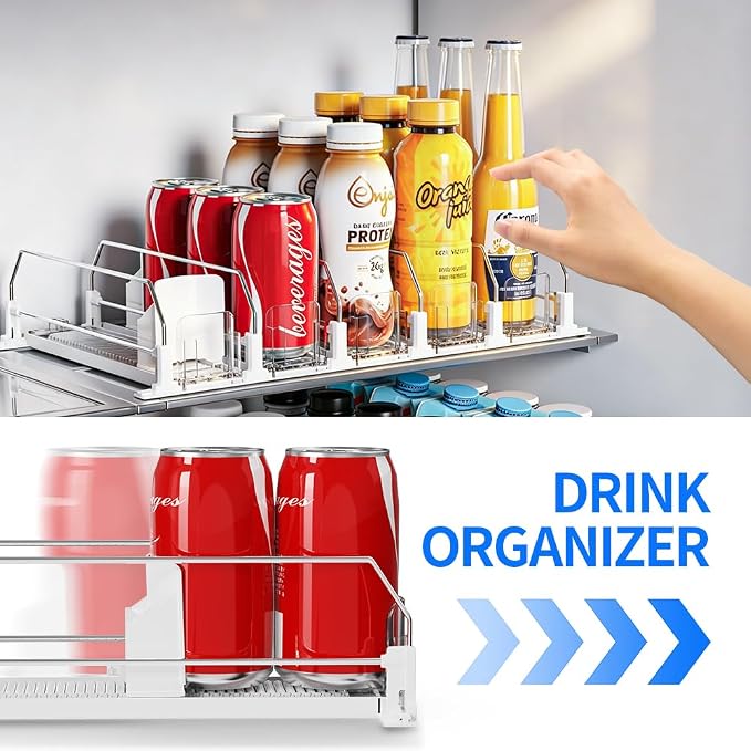 Drink Organizer for Fridge,5 Row Self-Pushing Soda Can Organizer for Refrigerator, Adjustable Can Dispenser for Fridge, Fits 12oz, 16oz & 20oz Cans, Holds Up to 25 Cans - Image 5