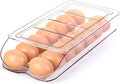 RoskDeewat Egg Holder for Fridge, Automatic Rolling Egg Container -1 Tier | Stackable Fridge Organizers and Storage with Lid, Sturdy Clear Plastic Egg Dispenser & Tray for Refrigerator by RoskDeewat
