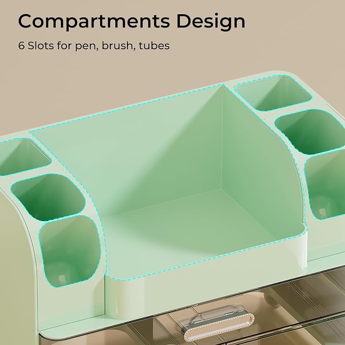 UFORU Makeup Organizer Countertop with 2 Large Drawers for Vanity Bathroom | Brush Holder, Large Capacity, Thickened Plastic, Compact Footprint, Space-Saving Design, Easy Clean, Ideal for Dorm Rooms - Image 5