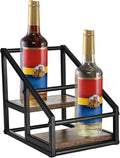 YQBRAO 2-Tier Coffee Syrup Organizer, 4-Bottle Rack, Rustic Brown | Holds 4 bottles in a narrow two-tier footprint for small counters, coffee corners, apartments, and bar carts. by Unknown