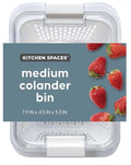 Kitchen Spaces Colander Bin, Produce Saver, Fridge Organizer With Lid, Wash, Strain and Store, Great for Refrigerator, Freezer and Pantry, Medium, White, Pack of 1 by KitchenSpaces