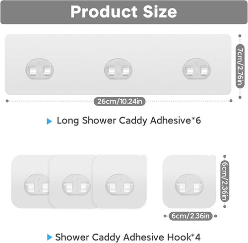 10 Pack Shower Caddy Adhesive Replacement, Strong Adhesive Hooks for Shower Caddy, Waterproof Adhesive Strips, No Drilling, for Bathroom Storage Shelves and Kitchen Racks - Image 2