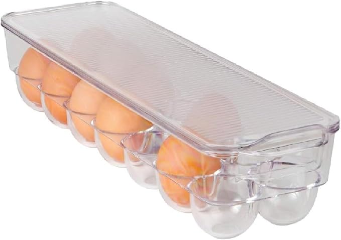 Dial Industries Fridge Egg Storage Holder, 14 Egg Container with Lid | Keeps eggs upright and easy to see, container top allows stacking, protects against spills, fits refrigerator door or shelf by DialIndustries