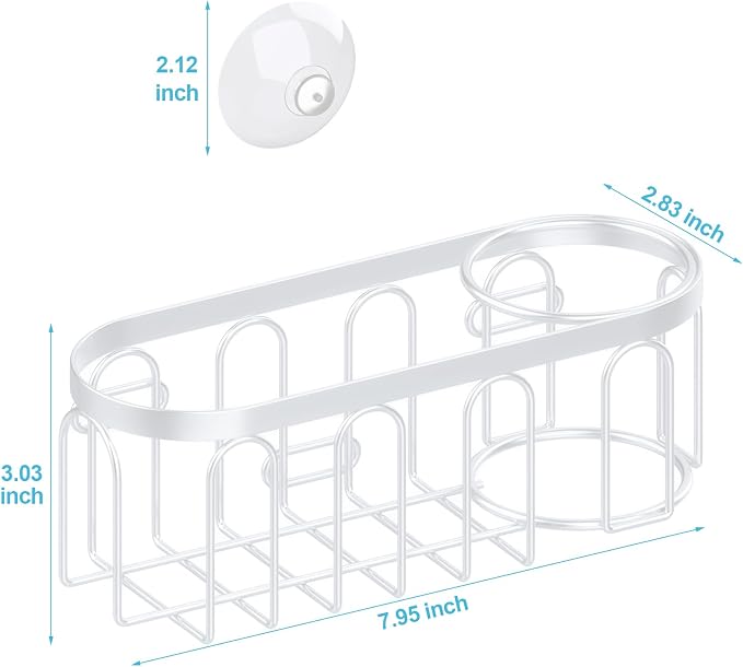 2-in-1 Sponge Holder for Kitchen Sink, Sink Caddy Kitchen Sink Organizer with 3 Suction Cups, No Drill Rustproof Sink Sponge Holder for Dish Brush, Soap & Sponge (White) - Image 2
